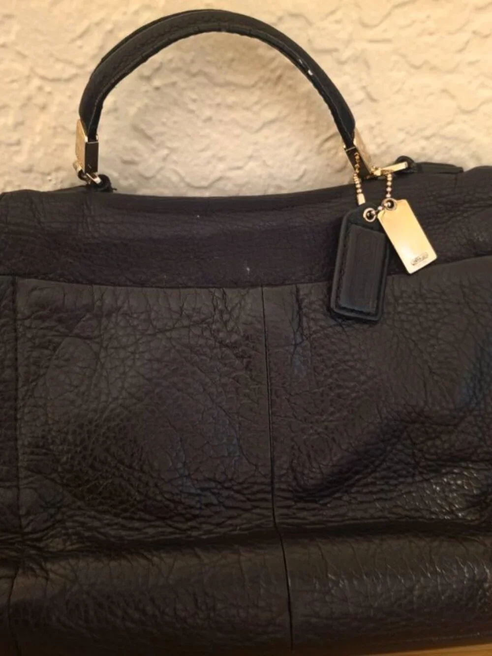 Coach Madison Sadie Leather Flap Satchel Bag Black